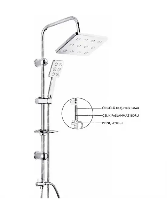 Omarı Çok Fonksiyonlu Krom Robot Duş Sistemi