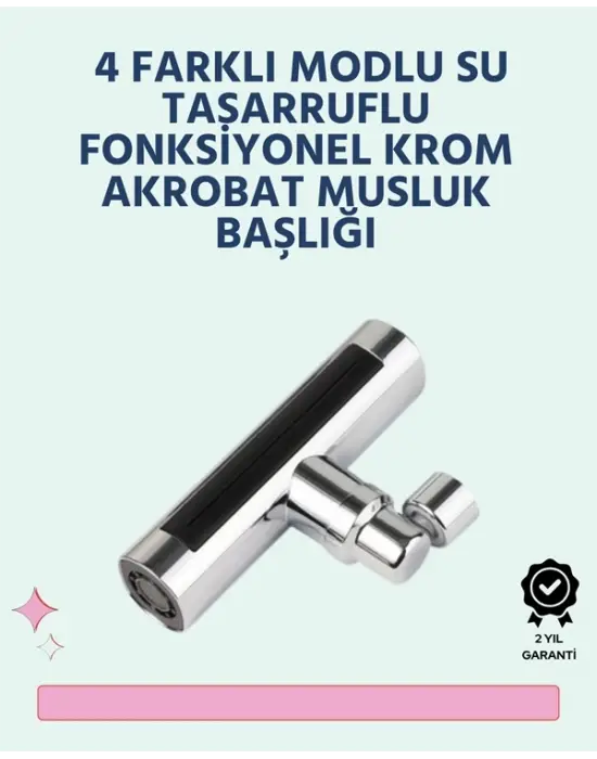 Krom Kaplamalı Çok Fonksiyonlu Musluk Başlığı | Paslanmaz Malzeme
