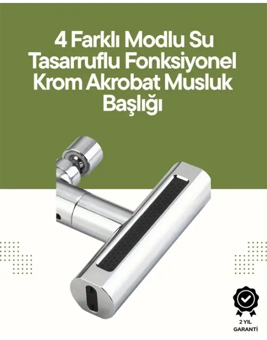 Krom Musluk Başlığı | 4ü 1 Arada Su Çıkışı | Kolay Montajlı