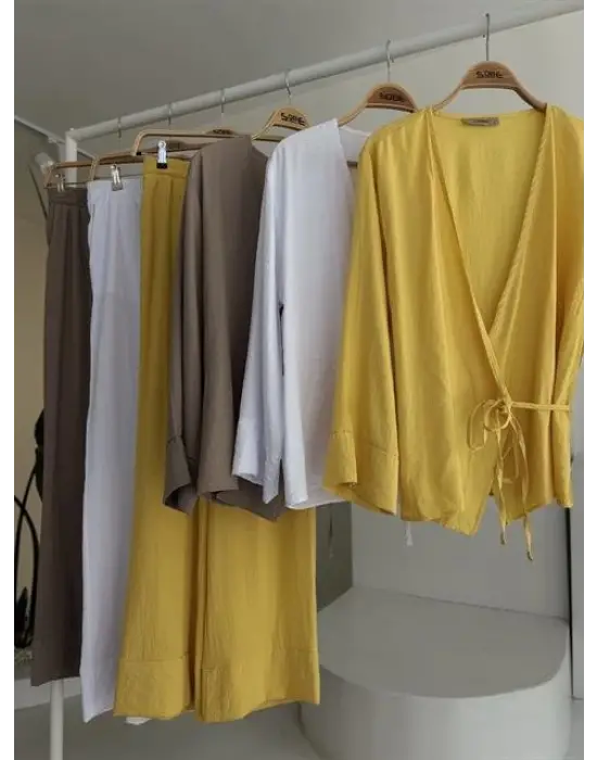 Omarı Elegan Kruvaze Çupra Keten Takım