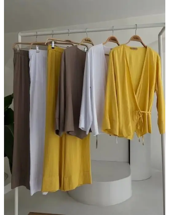 Omarı Elegan Kruvaze Çupra Keten Takım