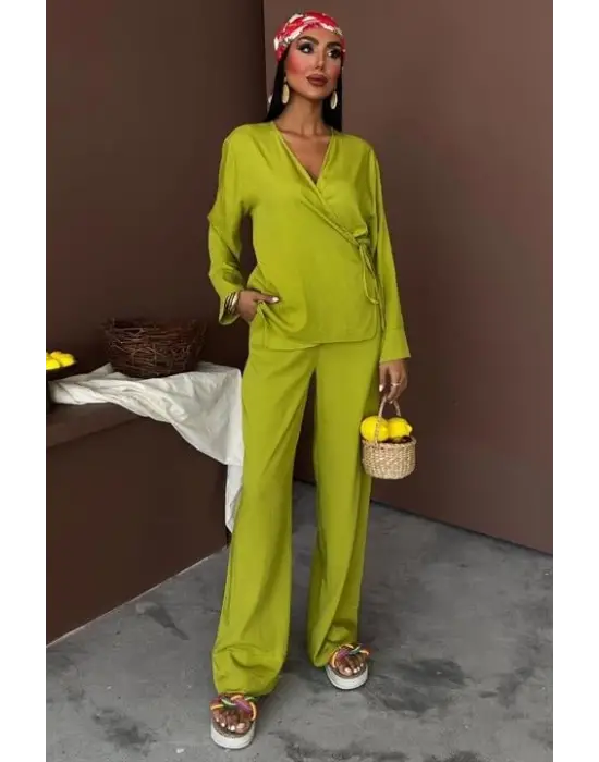 Omarı Elegan Kruvaze Çupra Keten Takım