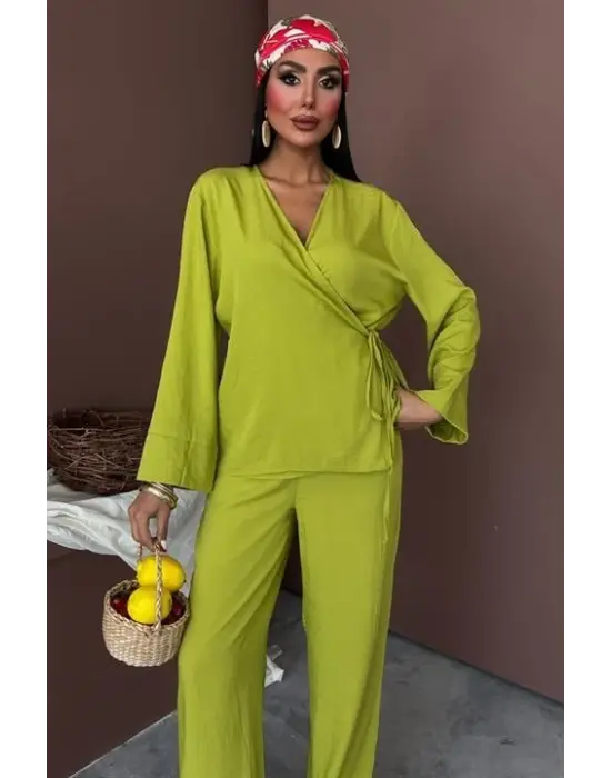 Omarı Elegan Kruvaze Çupra Keten Takım