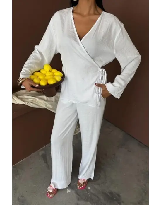 Omarı Kruvaze Model Çupra Keten Takım