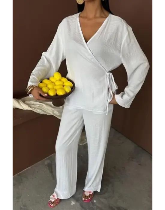 Omarı Kruvaze Model Çupra Keten Takım