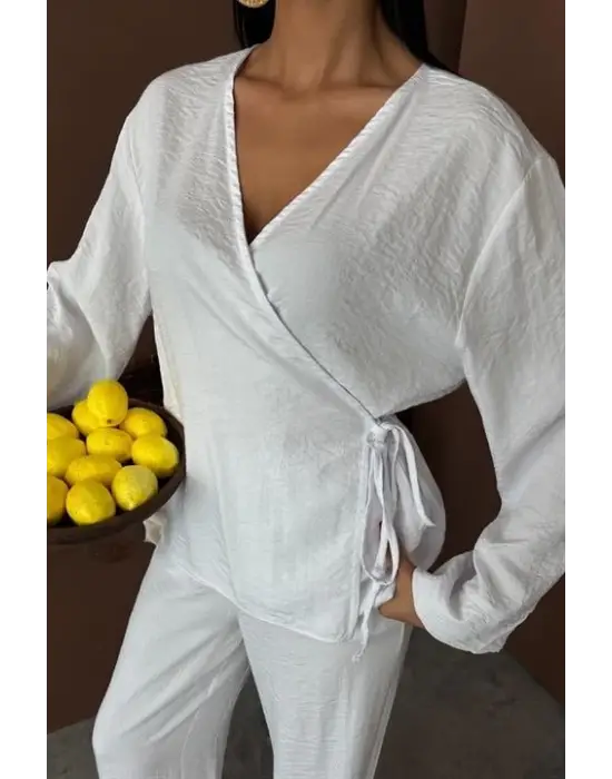 Omarı Kruvaze Model Çupra Keten Takım