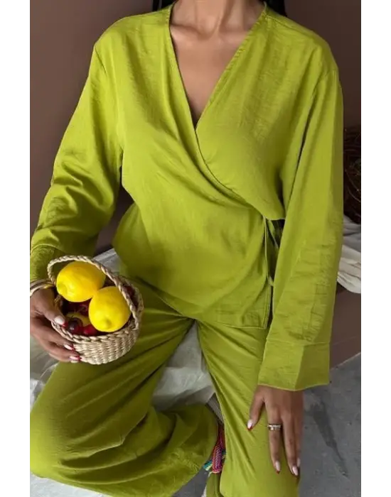 Omarı Elegan Kruvaze Çupra Keten Takım