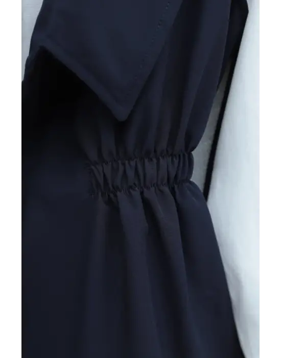 Kruvaze Yaka Beli Lastikli Yelek Pantolon Modal Takım  -Laci