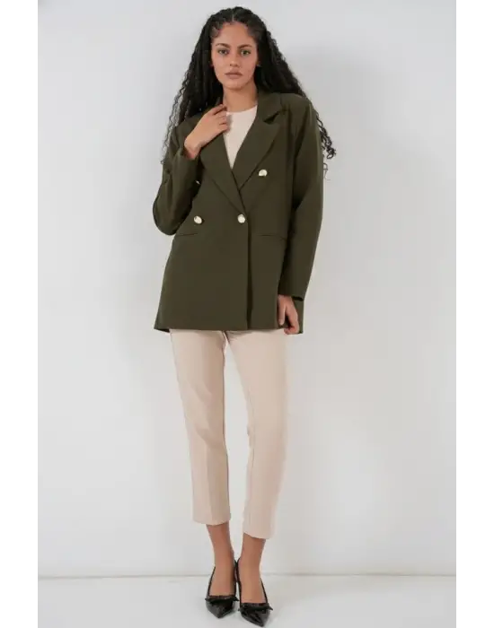 Kruvaze Yaka Blazer Ceket 0722 - Haki