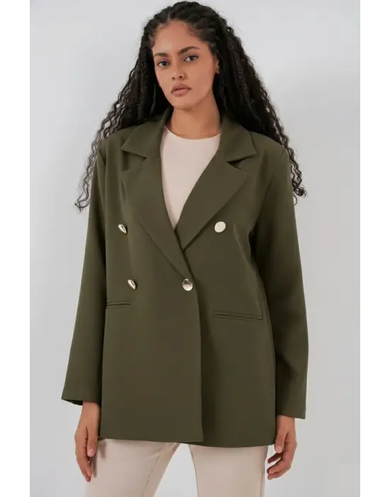 Kruvaze Yaka Blazer Ceket 0722 - Haki