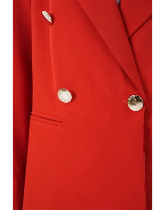 Kruvaze Yaka Blazer Ceket 0722 - Kiremit