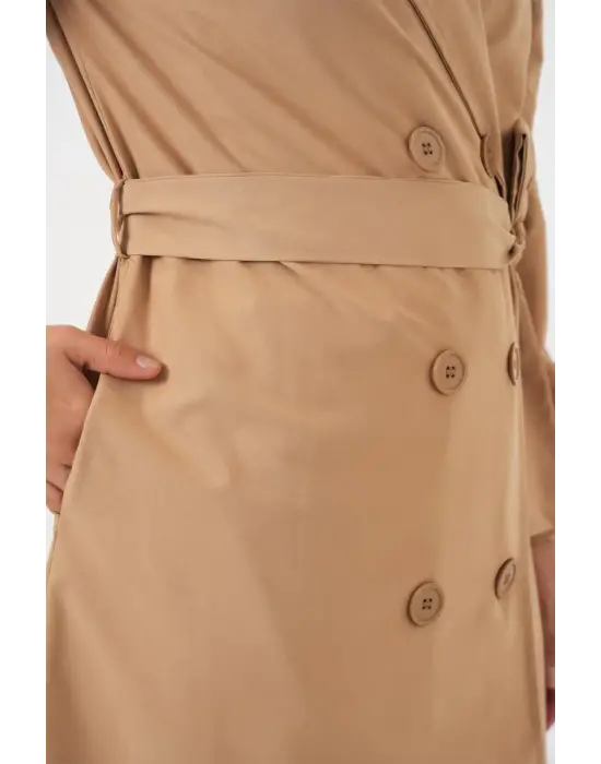 Kruvaze Yaka Trençkot 5978 - Taba