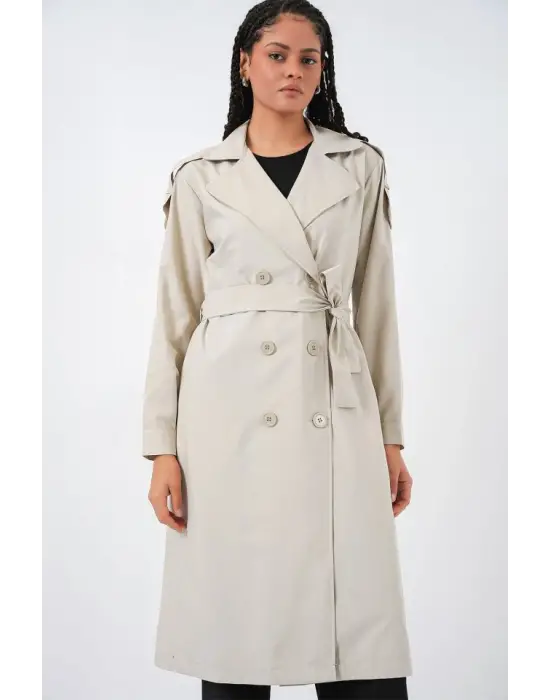 Zarif Kruvaze Yaka Trençkot