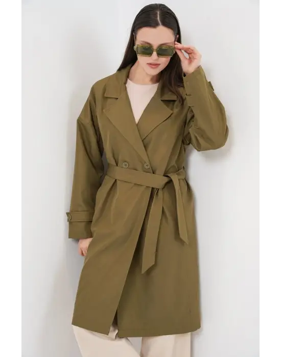 Kruvaze Yaka Trençkot 5987 - Haki