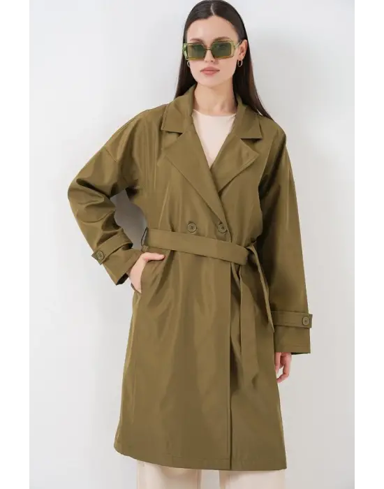 Kruvaze Yaka Trençkot 5987 - Haki