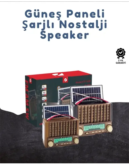 Ktf-1428 Taşınabilir Güneş Enerjili Bluetooth Radyo Hoparlör – Şarjlı, Radyo, Mp3, Aux Girişli