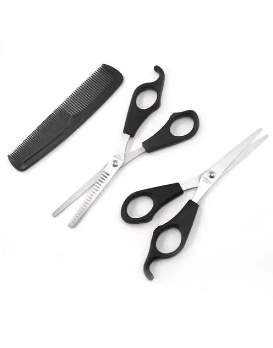 Kuaför Seti Saç Kesme Ve İnceltme Makası Tarak Hediye 3lü Set