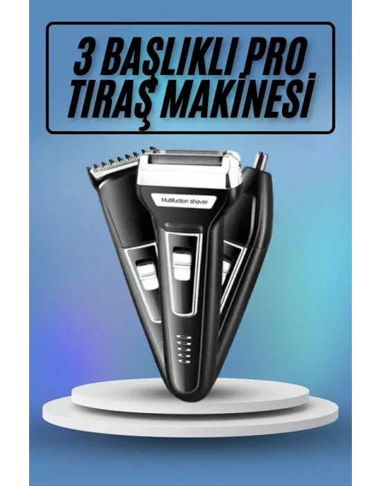 Kulak Burun Kıl Kesme Ense Yanak Tıraş Seti 3 Başlıklı Profesyonel