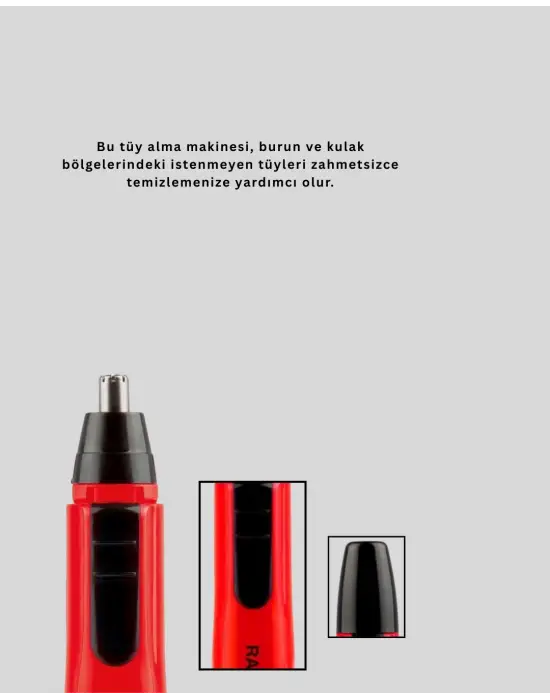 Kulak Burun Tüy Temizleme Makinası Pilli Kırmızı Ergonomik