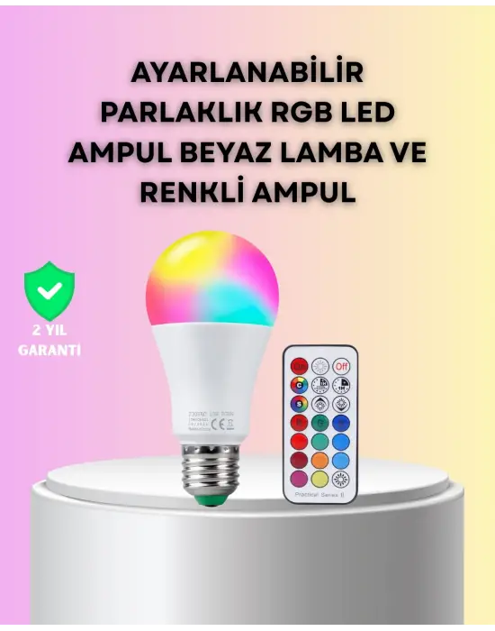 Kumanda Destekli Çok Renkli Akıllı Led Ampul