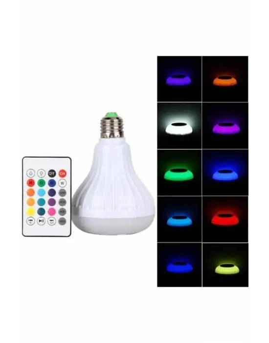 Kumandalı Rgb Led Işık Bluetooth Hoparlör Ses Lambası Renkli Ampul