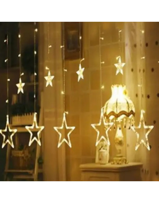 Kumandalı Yıldız Figürlü 12 Sarkıtlı 120 LED Uzaktan Kumandalı Dekor Işık – Masaüstü ve Ortam Aydınlatması