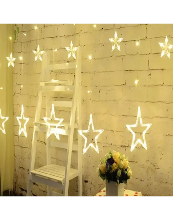 Kumandalı Yıldız Figürlü 12 Sarkıtlı 120 LED Uzaktan Kumandalı Dekor Işık – Masaüstü ve Ortam Aydınlatması