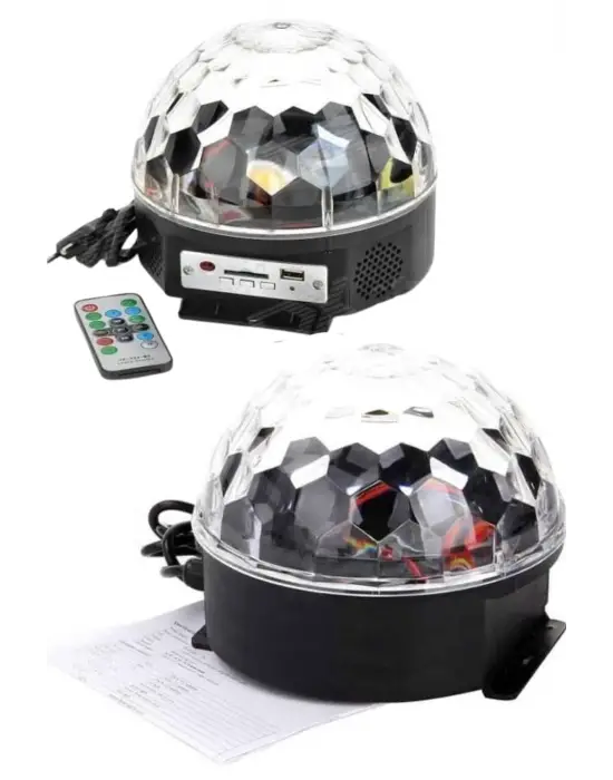 Küre Disko Topu Müzik Çalar Renkli Lazer Işıklı Bluetooth Disko Parti Işığı Kumandalı