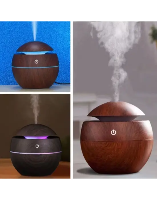 Küre Model Akasya Renk Hava Nemlendirici – Ultrasonik Soğuk Buhar Makinesi, LED Işıklı Masaüstü Oda Nemlendirici