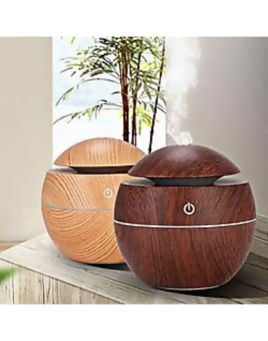 Küre Model Akasya Renk Hava Nemlendirici – Ultrasonik Soğuk Buhar Makinesi, LED Işıklı Masaüstü Oda Nemlendirici