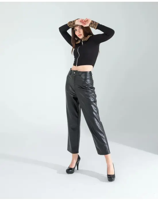 Omarı Kürk Detaylı Şık Crop Ceket