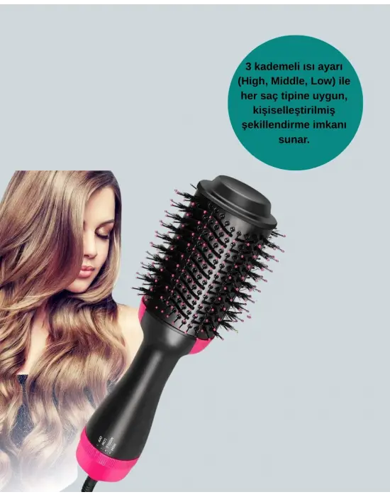 Kurutmalı Saç Şekillendirici Fönlü Fırça 1200 Watt Güç