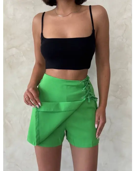 Kuş gözü şort etek yeşil s25819