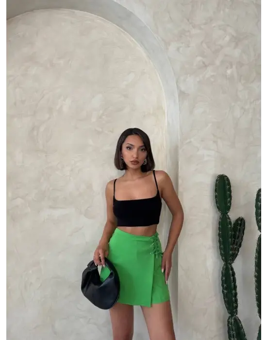 Kuş gözü şort etek yeşil s25819