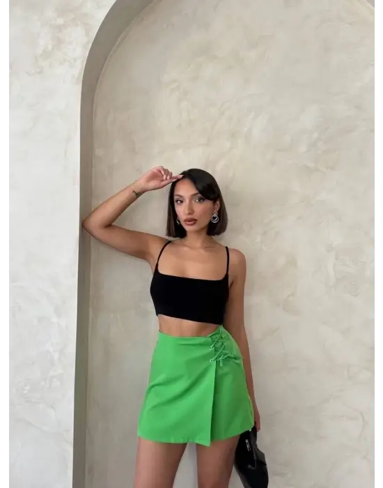 Kuş gözü şort etek yeşil s25819