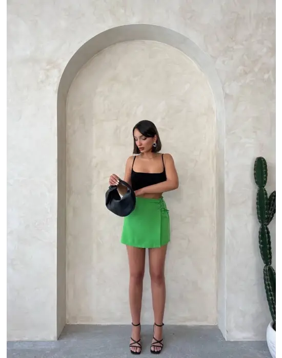 Kuş gözü şort etek yeşil s25819