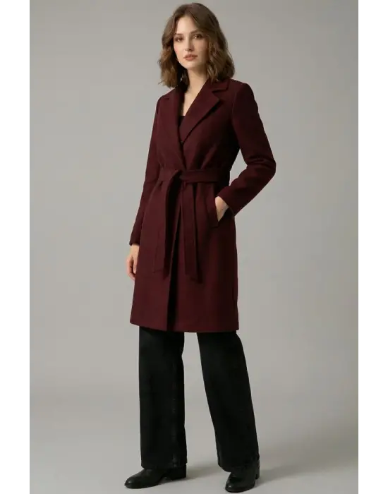 Göz Alıcı Kuşaklı Kaban - Bordo