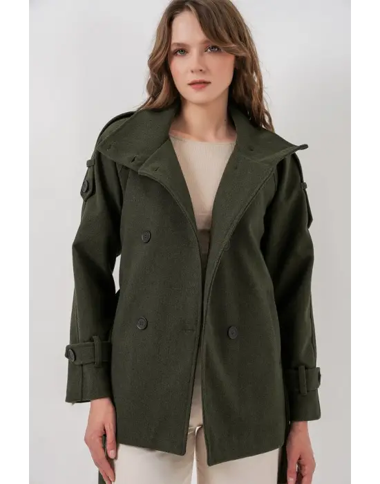 Kuşaklı Kaşe Kaban 9162 - Haki