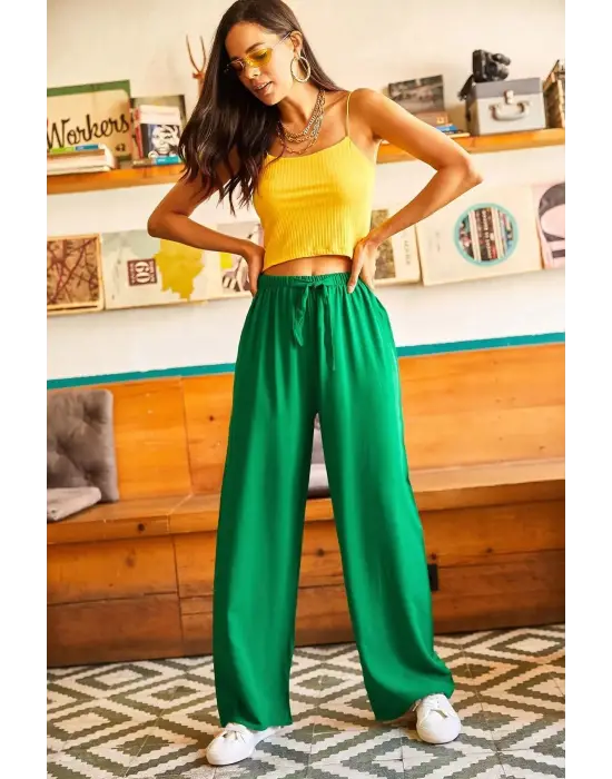 Chic Yeşil Palazzo Pantolon