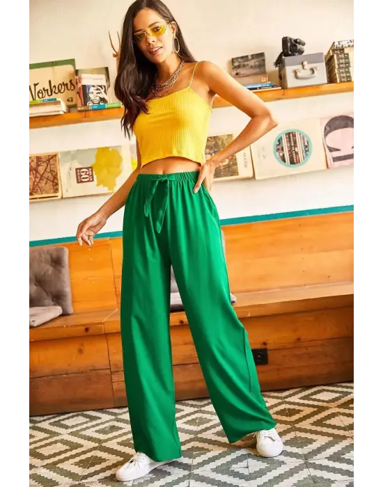 Chic Yeşil Palazzo Pantolon