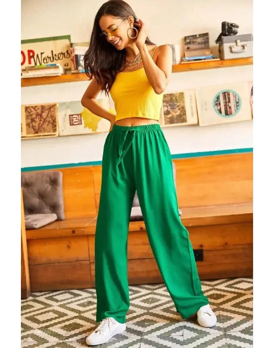 Chic Yeşil Palazzo Pantolon