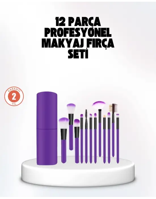 Kusursuz Makyaj İçin 12 Parça Profesyonel Fırça Seti Taşınabilir Kutu Hediyeli
