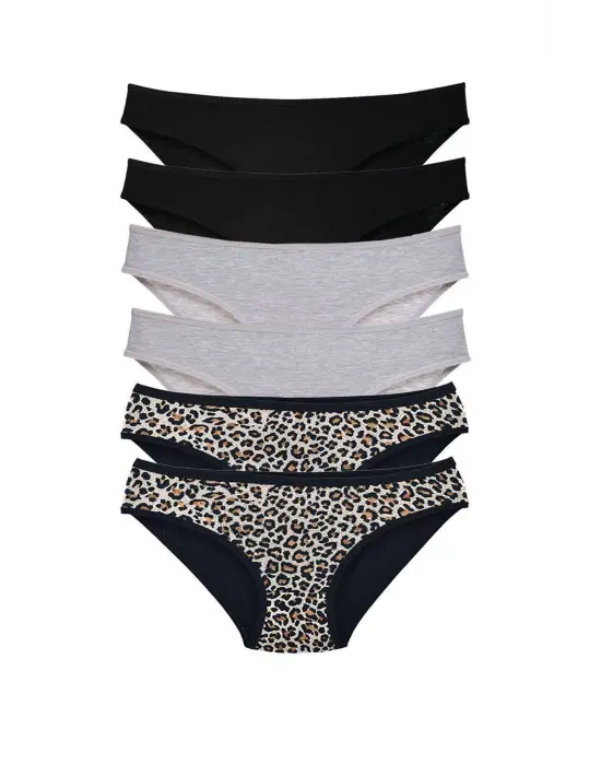 Omarı Rahat ve Şık 6 Adet Leopar Desenli Kadın Slip Külot Seti