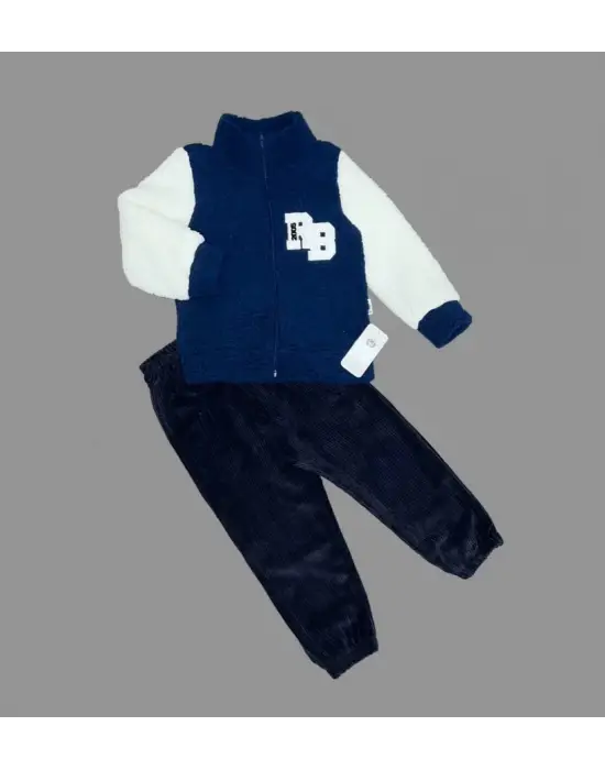 Omarı Kuzu Kumaşlı Uzun Kollu Çocuk 2li Takım - Lacivert