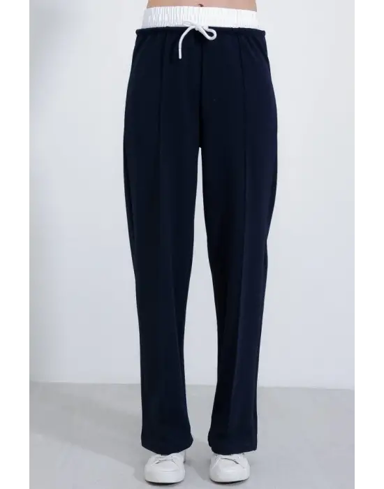 Lacivert Bol Paça Çımalı Pantolon 6662