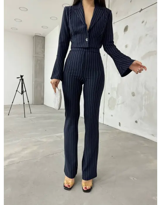 Modern İspanyol Kollu Çizgili Takım