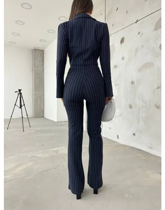 Modern İspanyol Kollu Çizgili Takım