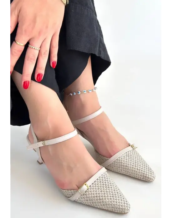 Lanna Bej Cilt Topuklu Ayakkabı