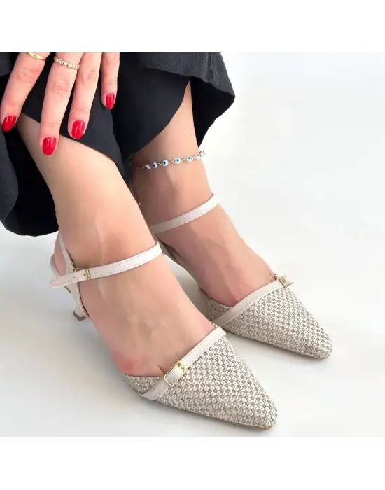 Lanna Bej Cilt Topuklu Ayakkabı