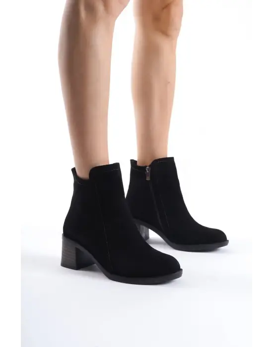 Şık Fermuarlı Tabaan Topuklu Bayan Bot